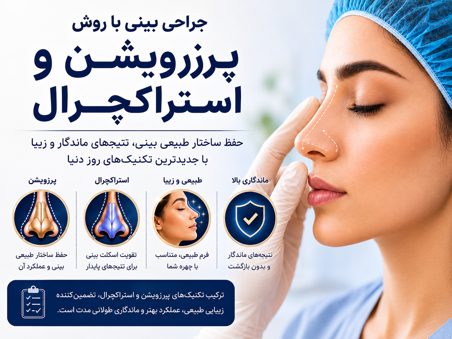 جراحی بینی به روش Preservation و Structural با حفظ ساختار طبیعی و تقویت اسکلت بینی