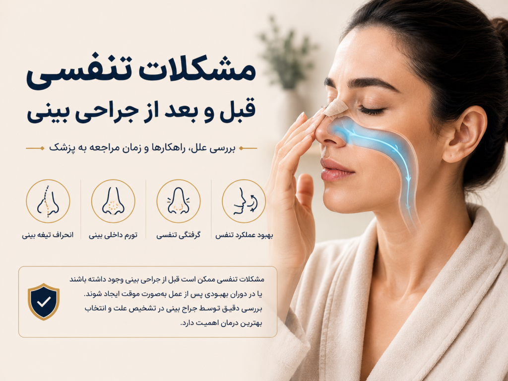 مشکلات تنفسی قبل و بعد از جراحی بینی؛ بررسی علل انسداد بینی، انحراف تیغه بینی و تنگی دریچه بینی