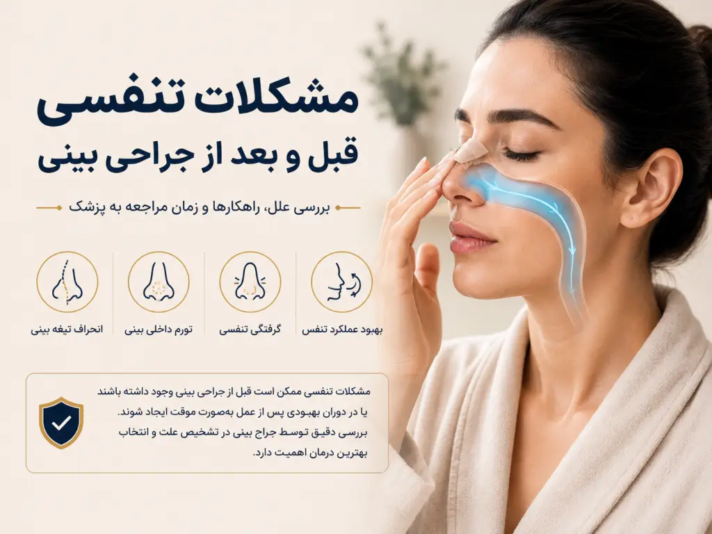 مشکلات تنفسی قبل و بعد از جراحی بینی؛ بررسی علل انسداد بینی، انحراف تیغه بینی و تنگی دریچه بینی